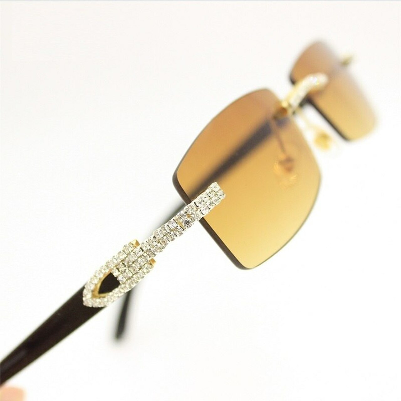 Hip Hop Men's Sunglasses Rhinestone Crystal Buffs Rimless Migos