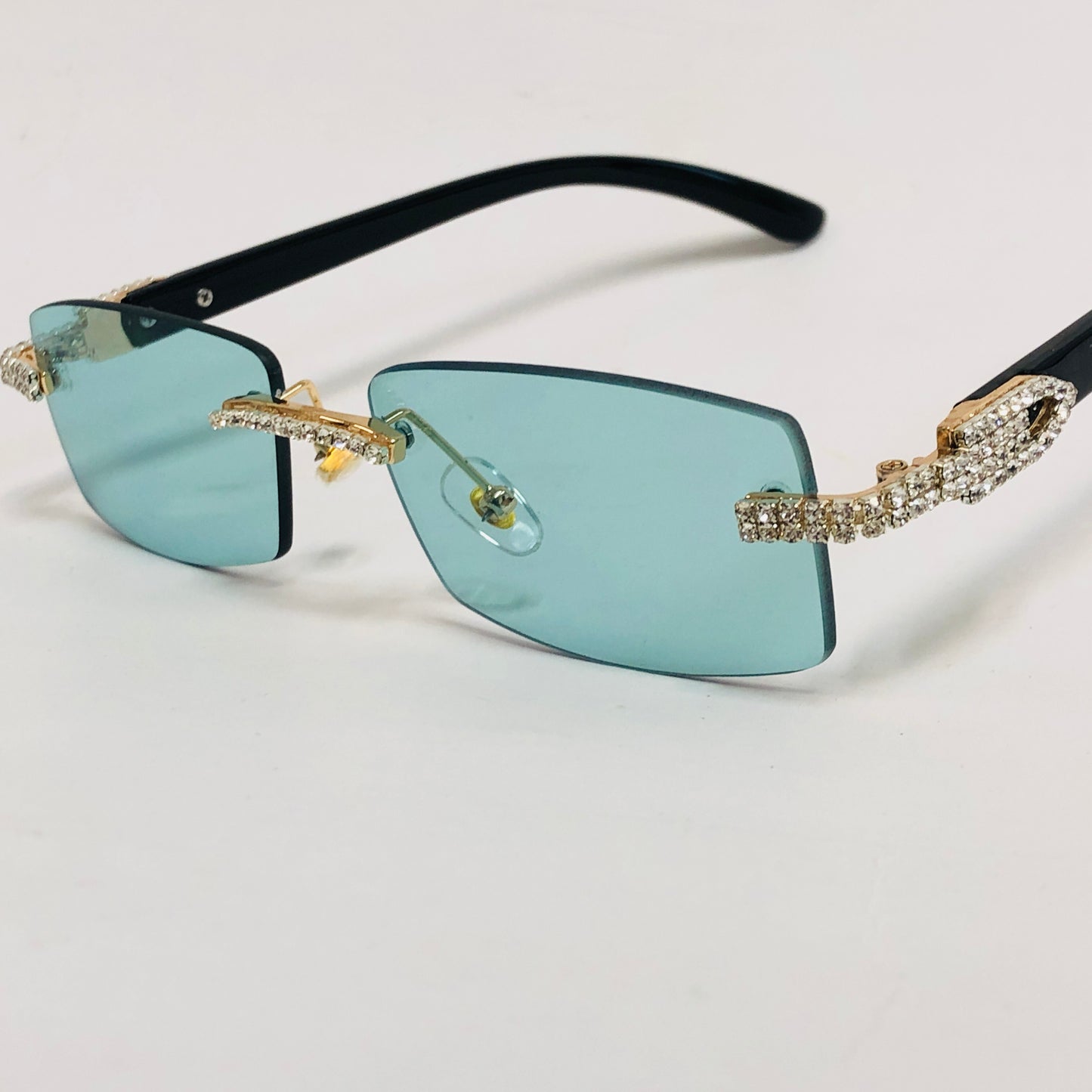 Hip Hop Men's Sunglasses Rhinestone Crystal Buffs Rimless Migos
