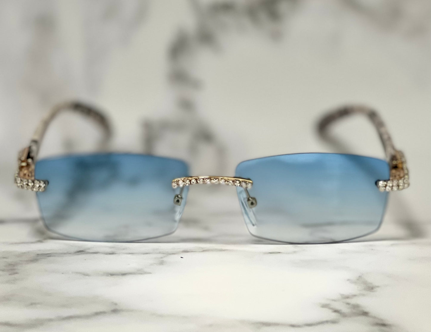 Hip Hop Men's Sunglasses Rhinestone Crystal Buffs Rimless Migos