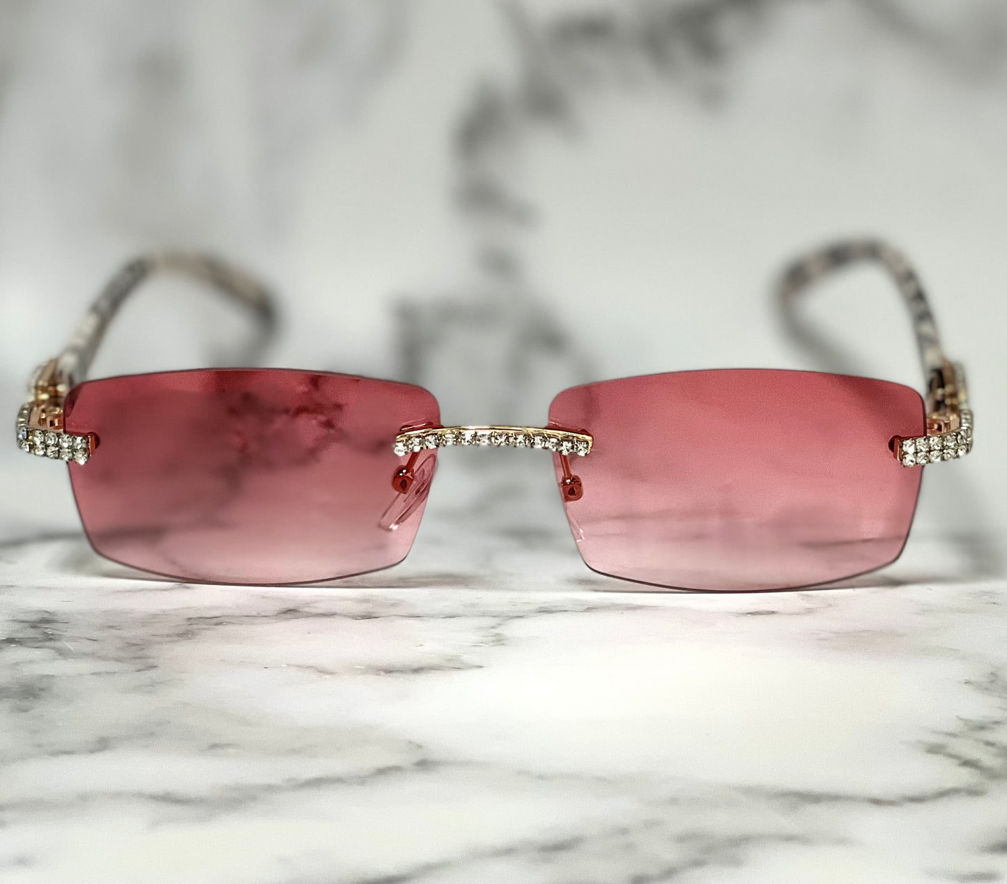 Hip Hop Men's Sunglasses Rhinestone Crystal Buffs Rimless Migos