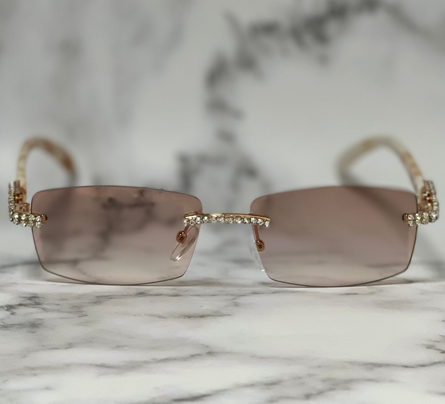 Hip Hop Men's Sunglasses Rhinestone Crystal Buffs Rimless Migos