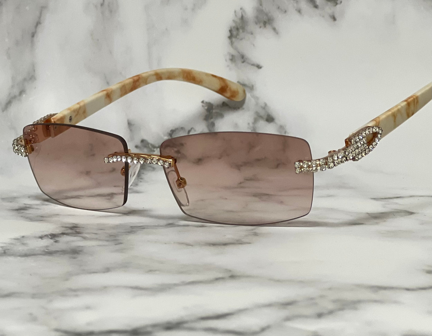 Hip Hop Men's Sunglasses Rhinestone Crystal Buffs Rimless Migos