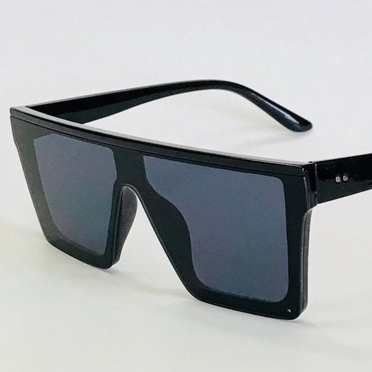 Fashion Oversize Flat Black Lens Square Big Shield Oversize Sunglasses Men Women