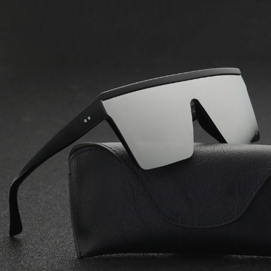 Fashion Oversize Flat Black Lens Square Big Shield Oversize Sunglasses Men Women