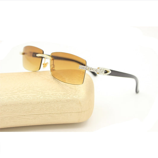 Hip Hop Men's Sunglasses Rhinestone Crystal Buffs Rimless Migos