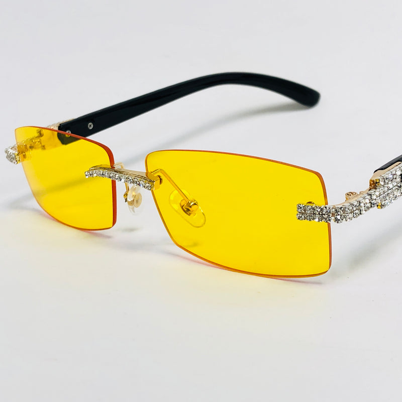 Hip Hop Men's Sunglasses Rhinestone Crystal Buffs Rimless Migos