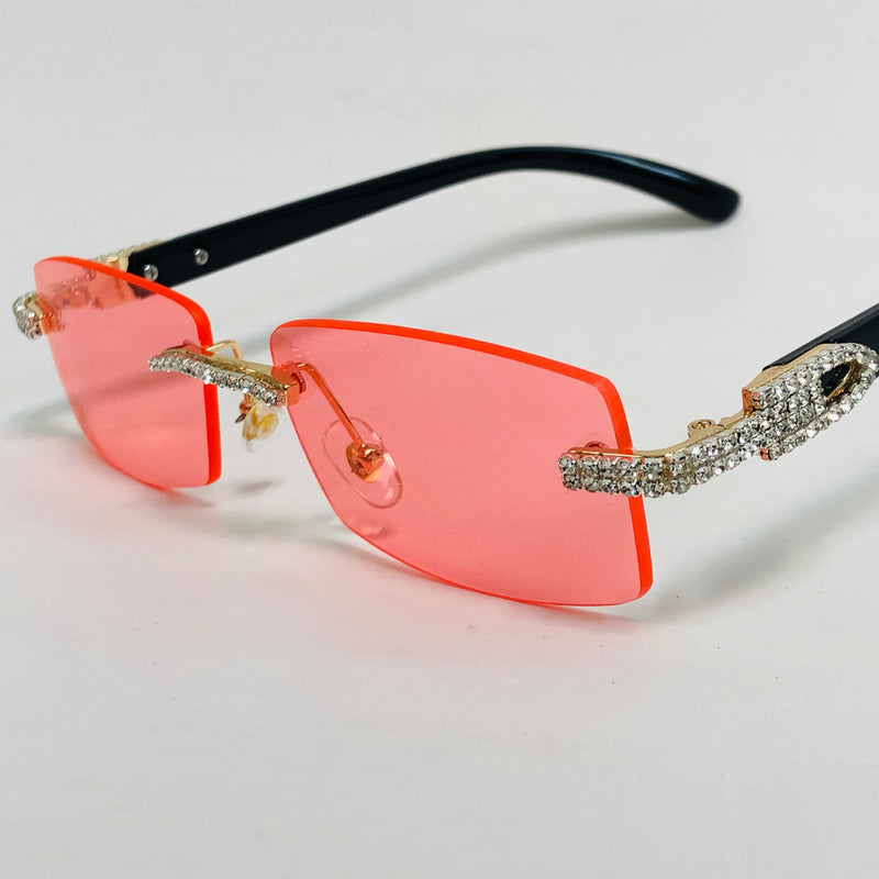 Hip Hop Men's Sunglasses Rhinestone Crystal Buffs Rimless Migos