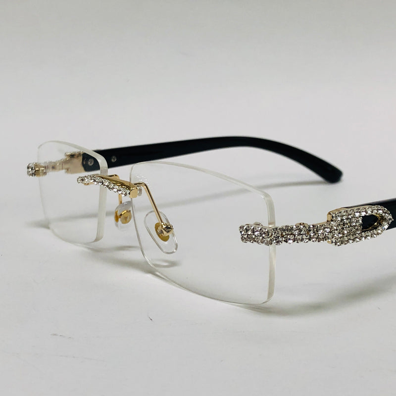 Hip Hop Men's Sunglasses Rhinestone Crystal Buffs Rimless Migos