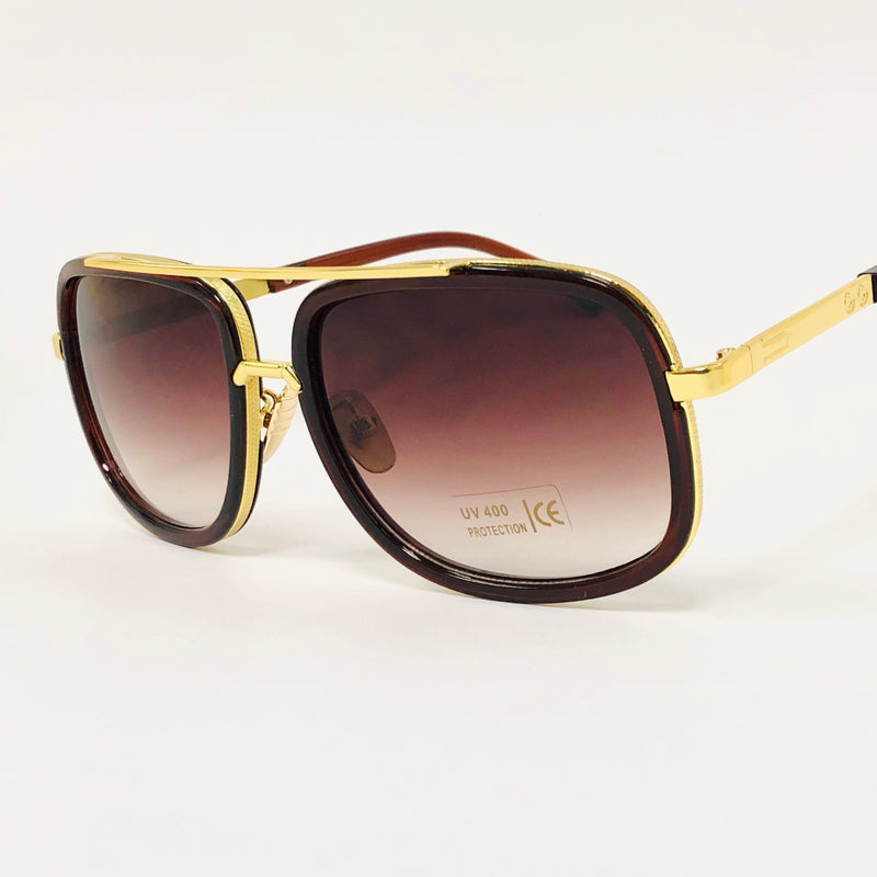 Men Women Sunglasses Fashion Metal Gold Bar Retro Shades